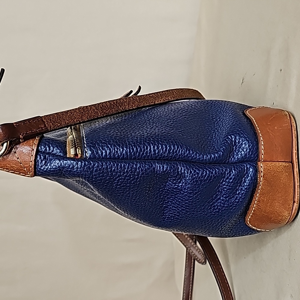 Dooney & Bourke Navy Blue Leather Crossbody with Brown Trim - Picture 4 of 7